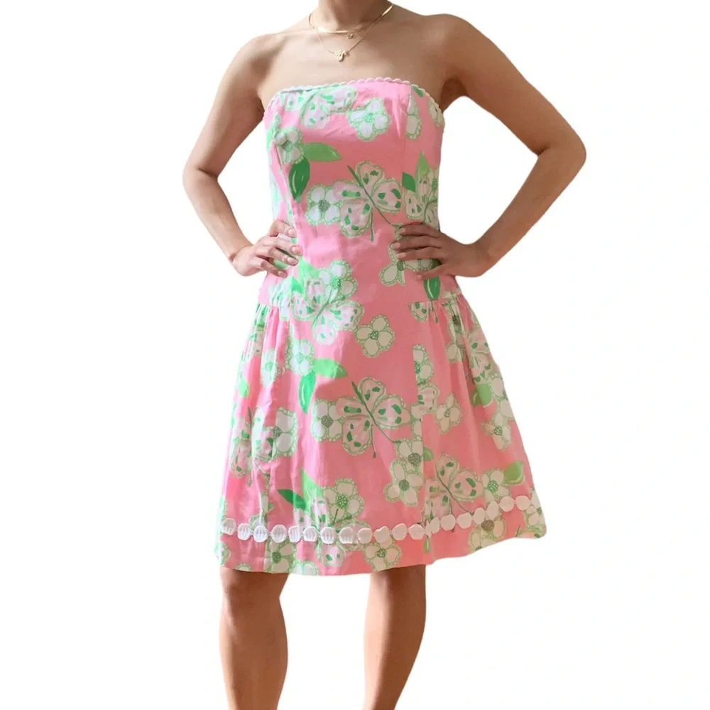 Lilly Pulitzer Strapless Floral Fit and Flare Mini Perfect for the season - Picture 2 of 9